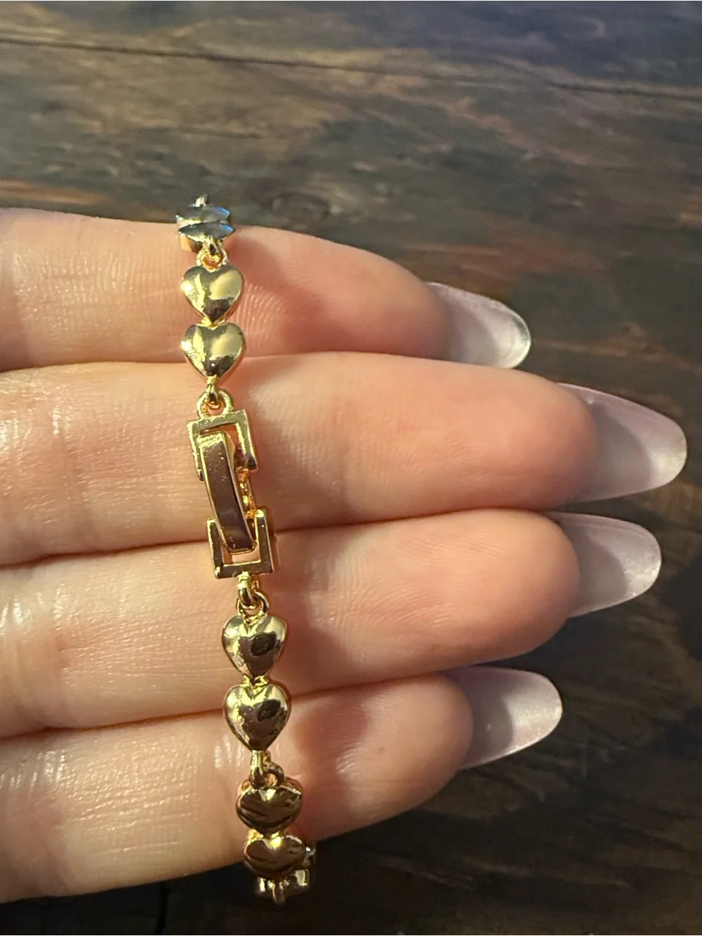 Gold plated Heart Bracelet with Purple Stones - Women's Jewelry
